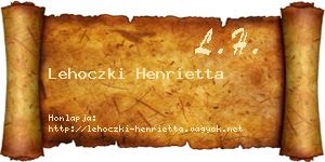Lehoczki Henrietta névjegykártya